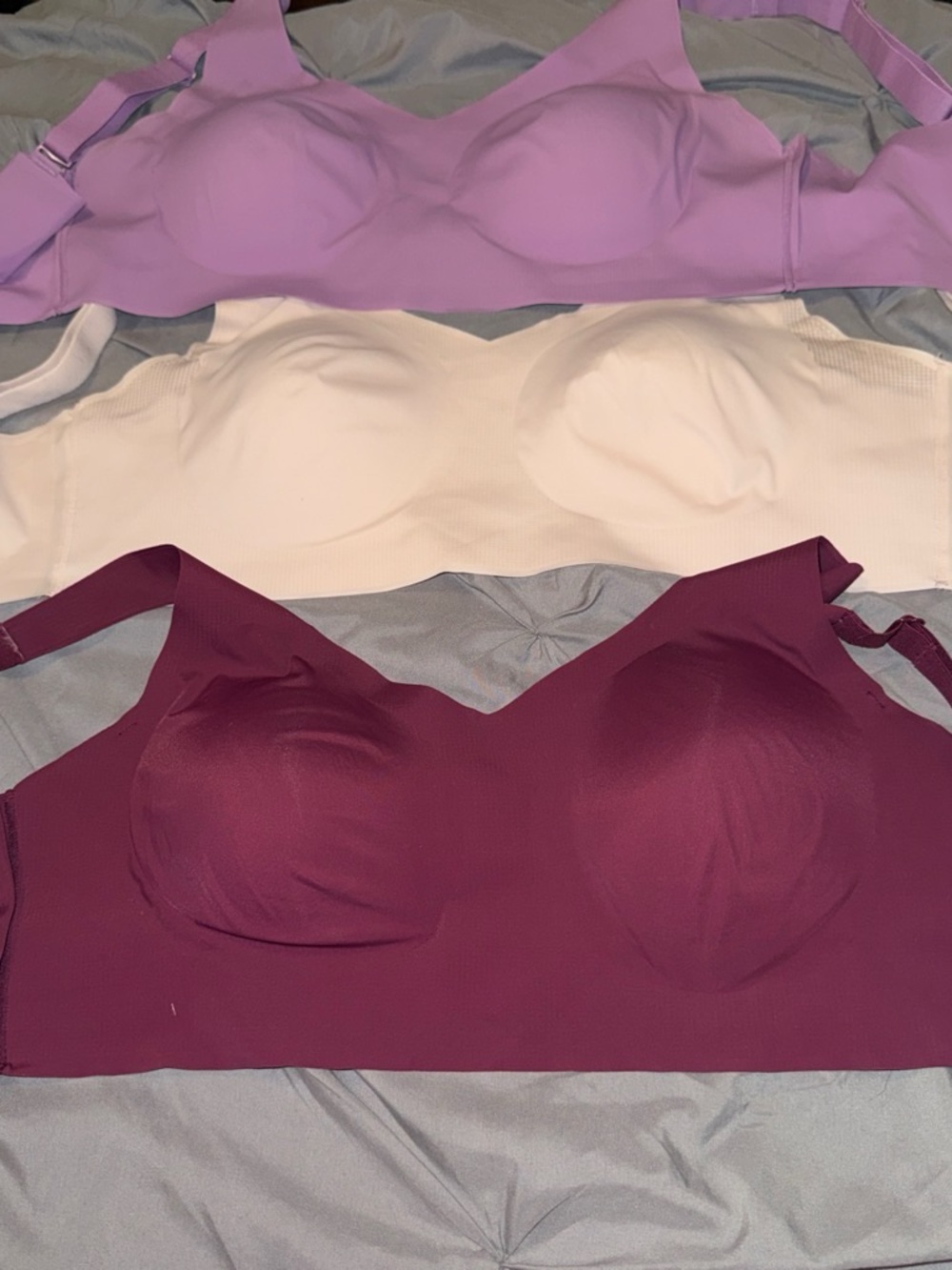 Seamless Wireless Bras in Plum, Lavender & White